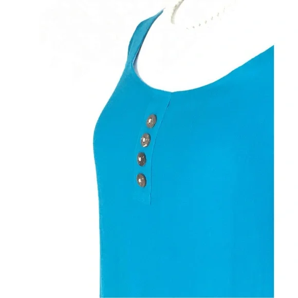 Miss Nikky Aqua Blue Short Sleeve Scooped Neck Layered Shift Dress size Medium - Picture 5 of 15